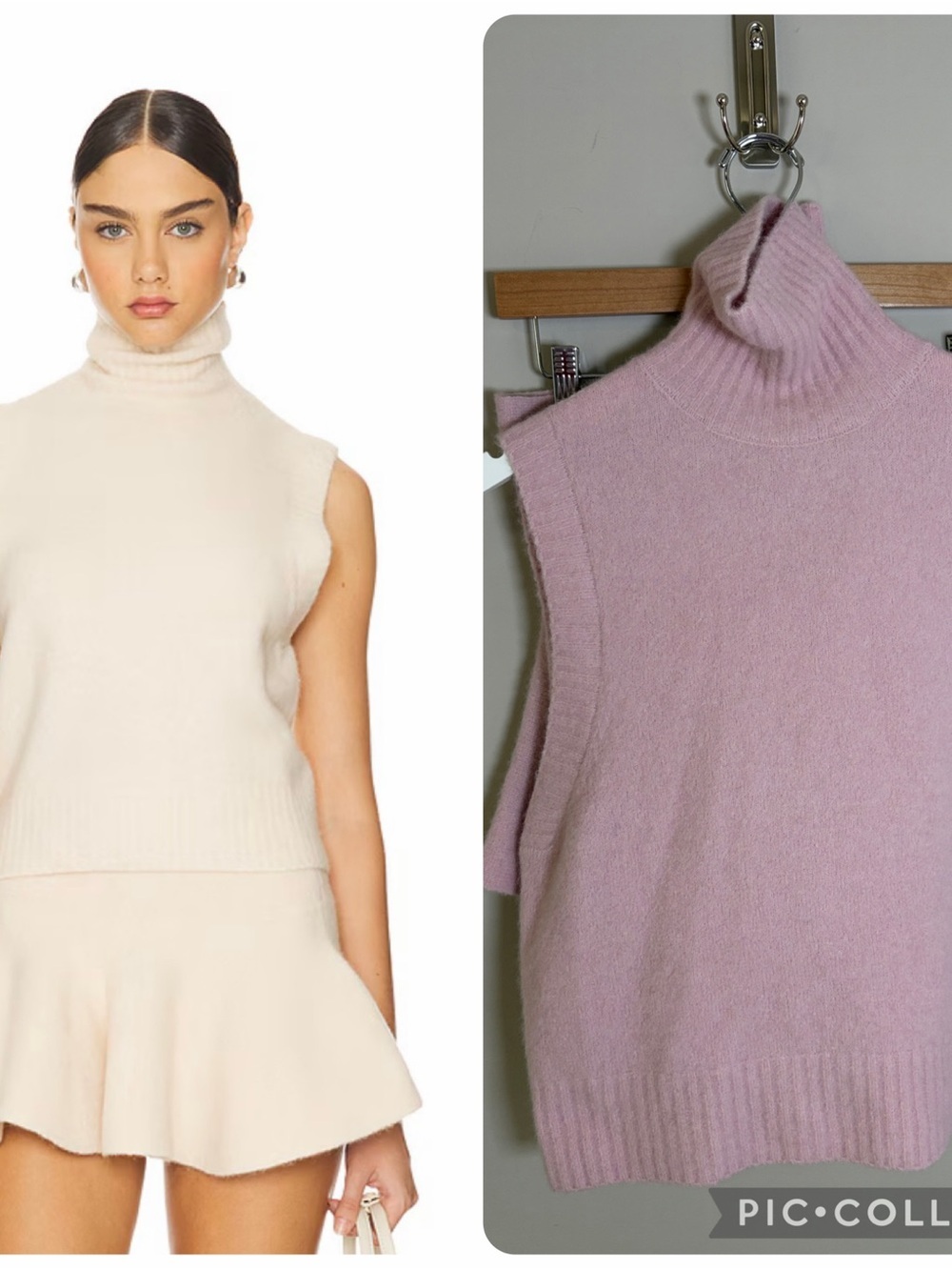 SUSANA MONACO Mapache Mock Neck Vest Sweater AND Flare Knit Miniskirt Pink S